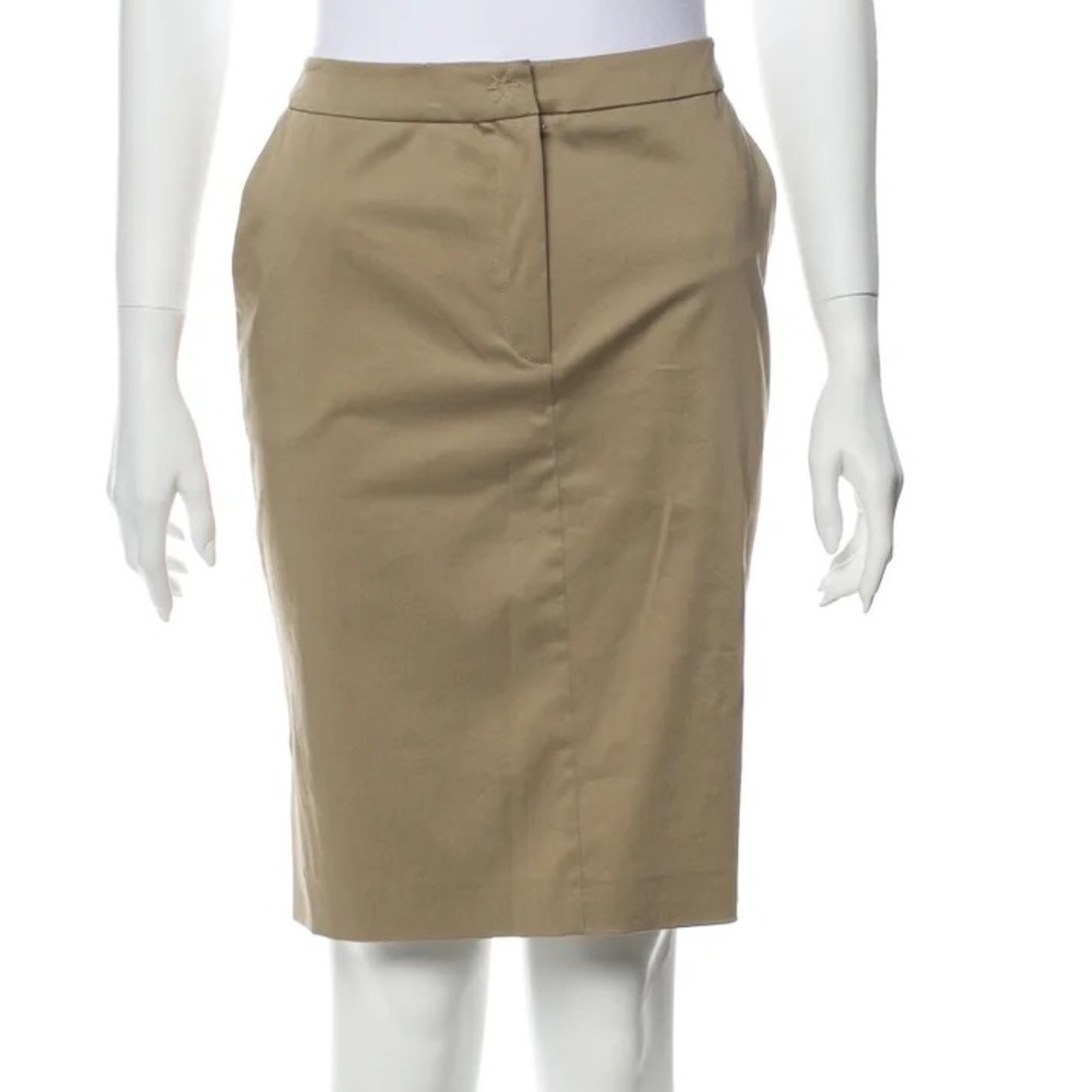 Dice Kayek New beige chino pencil Skirt slant pockets sides slit‎ workwear